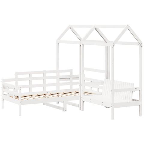 Set Dormeuse E Panca Con Tetto Bianco 90x200cm Massello Pino - Foto 2