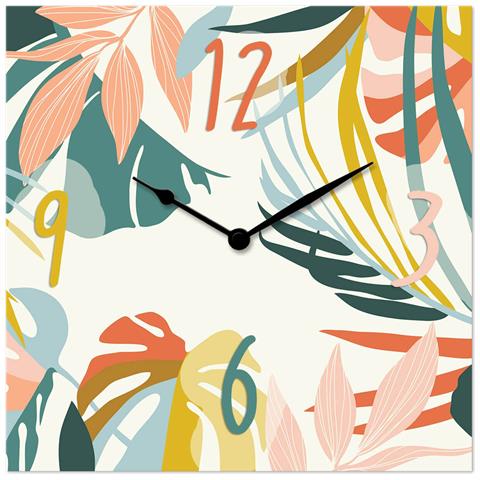 Orologio Da Parete In Legno Ecologico, Con Stampa Foliage Color, 30x30 Cm, Made In Italy, Movimento A Quarzo, Alimentato A Batteria Non Inclusa, Adatto A Tutti Gli Stili Di Casa - Foto 1