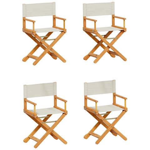 Sedie da Giardino Pieghevoli 4 pz Bianco Crema in Tessuto - Foto 1