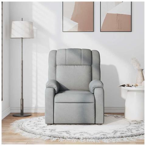 Poltrona Massaggiante Reclinabile Grigio Chiaro In Tessuto - Foto 3