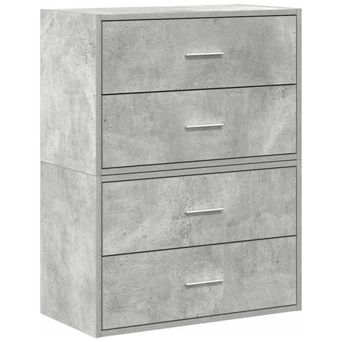 Armadi Con 2 Cassetti 2 Pz Grigio Cemento 60x31x40cm Truciolato - Foto 2