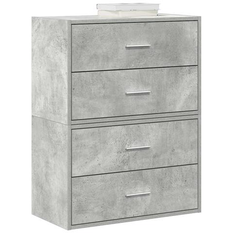Armadi Con 2 Cassetti 2 Pz Grigio Cemento 60x31x40cm Truciolato - Foto 1