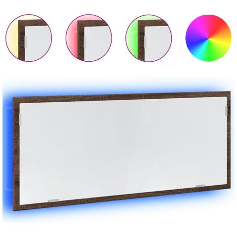 Specchio Da Bagno Led Rovere Marrone 100x8,5x37cm In Truciolato - Foto 2