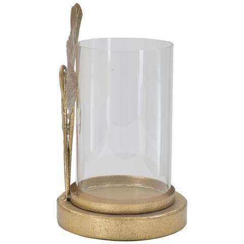 Portacandela Foglia 61 - Oro - Metallo - 17x12x21 Cm - Foto 2