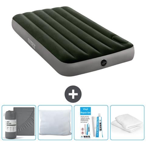 Set Materassino Gonfiabile - 191x99x25 Cm - Verde - Include Accessori Coordinati - Foto 1