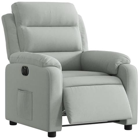 Poltrona Elettrica Reclinabile Grigio Chiaro In Vera Pelle - Foto 2