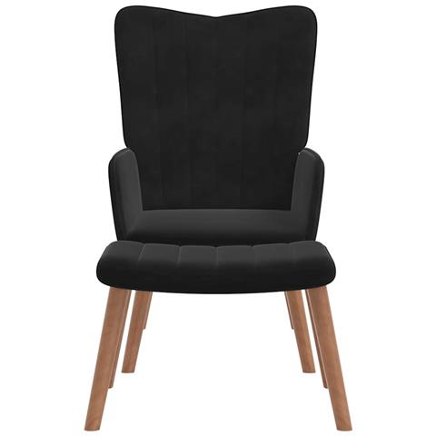 Poltrona Relax Con Poggiapiedi Nero In Velluto - Foto 2