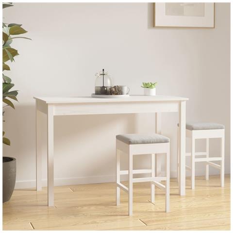 Lusso Casadino -  Tavolo Da Pranzo Bianco 110x55x75 Cm In Legno Massello Di Pino - Foto 8