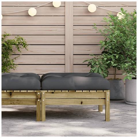 Poggiapiedi Da Giardino Con Cuscino In Legno Impregnato Di Pino - Foto 2