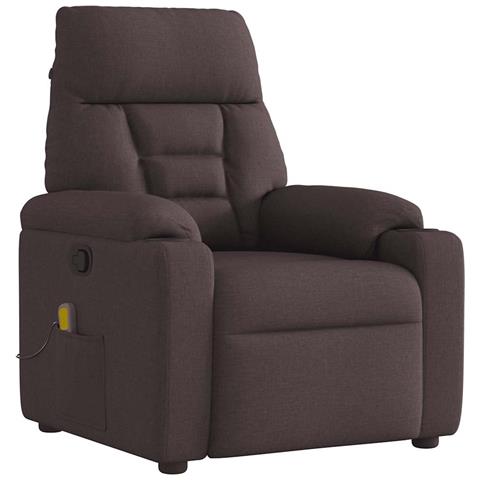 Poltrona Massaggiante Reclinabile Marrone Scuro in Tessuto - Foto 1