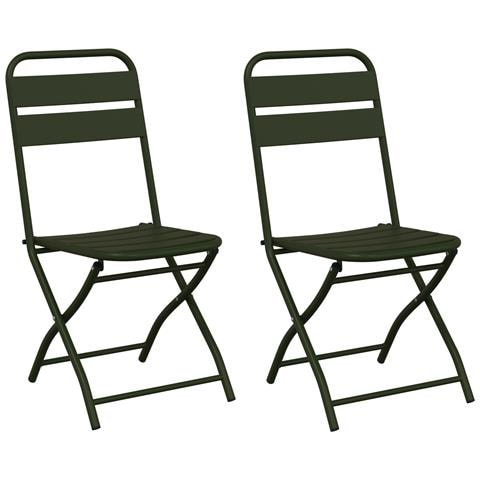 Sedia da Giardino Pieghevole 2 pcs Verde Scuro 42x52x82 cm Acciaio Verniciato - Foto 1