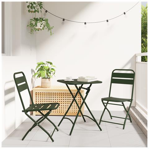Sedia da Giardino Pieghevole 2 pcs Verde Scuro 42x52x82 cm Acciaio Verniciato - Foto 2