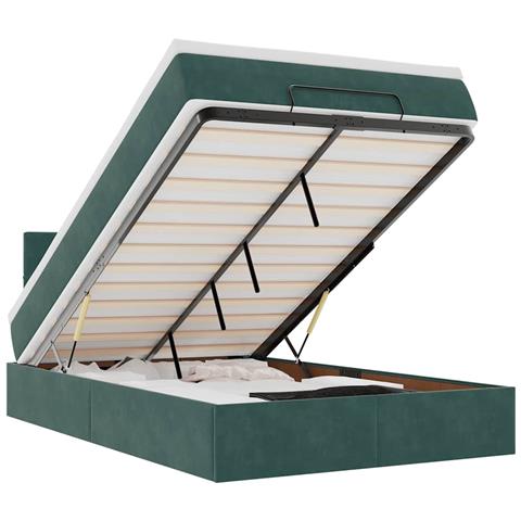 Struttura Letto Pouf con Materasso 120x200 cm Velluto - Foto 1