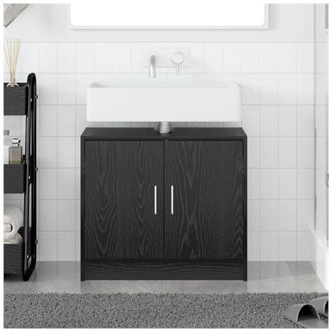 Mobile Lavabo Rovere Nero 63x29x55 cm Legno Ingegnerizzato - Foto 2