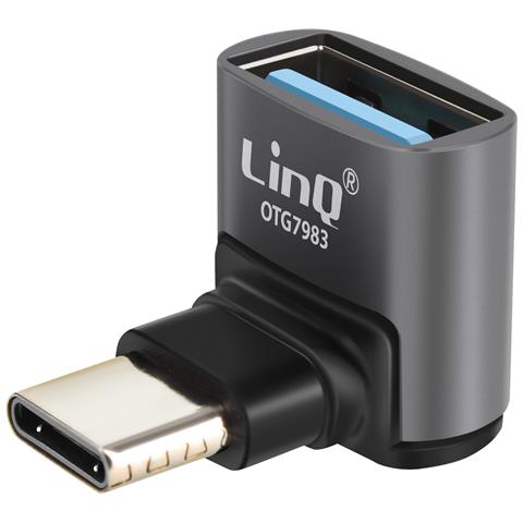 Adattatore Di Carica E Trasferimento Usb-c Maschio A Usb-a Femmina 10gbps Curvo, Grigio - Foto 1