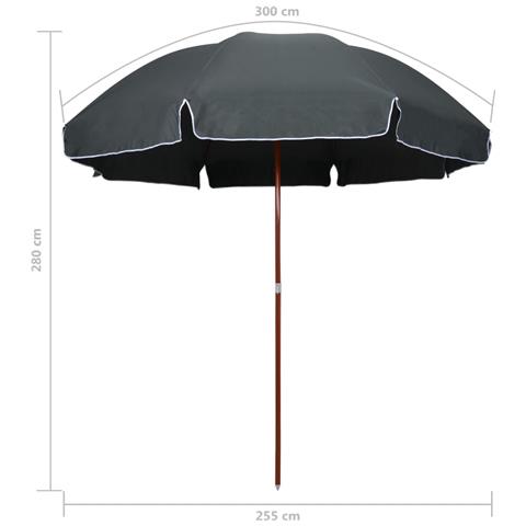Ombrellone Da Giardino Con Palo In Acciaio 300 Cm Antracite - Foto 5