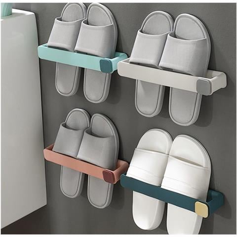 Porta Pantofole Da Parete Senza Trapano - Organizzatore Salvaspazio Per Bagno Beige - Foto 2