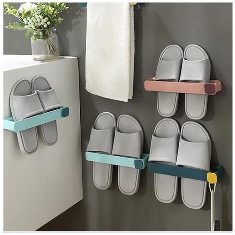Porta Pantofole Da Parete Senza Trapano - Organizzatore Salvaspazio Per Bagno Beige - Foto 5
