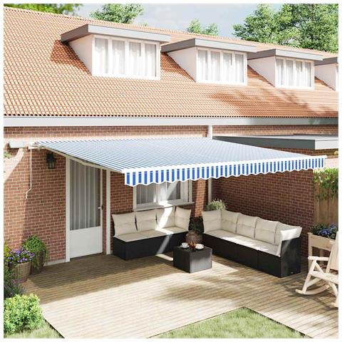 Tenda Retrattile with Blu e bianco 4.5 x 3 m Tessuto e metallo - Foto 2