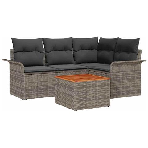 Set Divano da Giardino con cuscino 5 pcs Grigio 55 x 55 x 37 cm - Foto 1