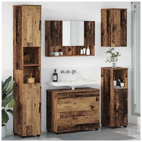 Set di mobili per il bagno 5 pcs Legno vecchio 30 x 35 x 192 cm - Foto 2