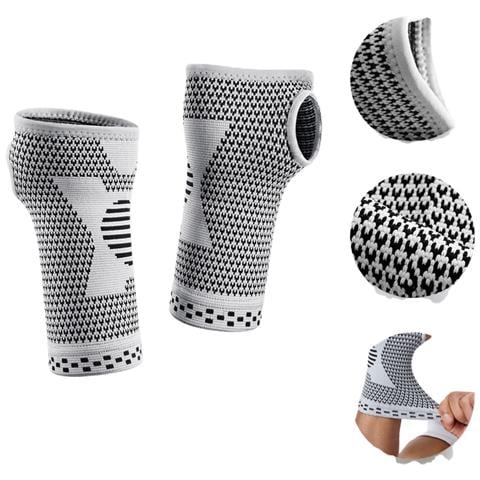 Guanti Di Supporto Polso Sportivi Grigio (paio) - Fasce Compressione Traspiranti Xl - Foto 2
