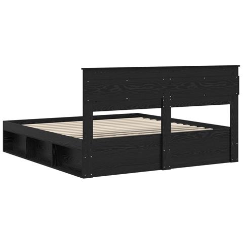 Struttura del letto Nero 200 x 200 cm Pino massello - Foto 9