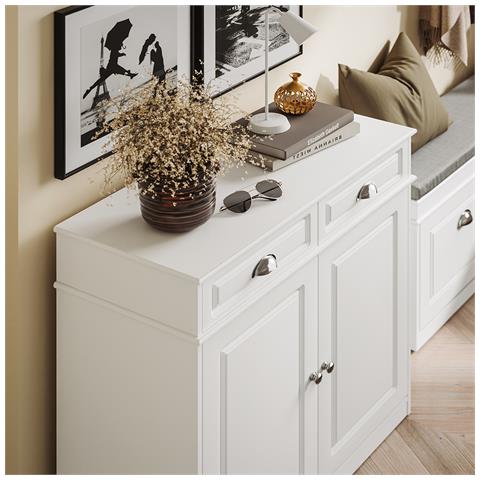 Sobuy Scarpiera Salvaspazio Con 2 Porte E 2 Cassetti, Bianca, Capacità 74 Kg - Foto 2