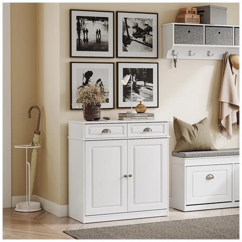 Sobuy Scarpiera Salvaspazio Con 2 Porte E 2 Cassetti, Bianca, Capacità 74 Kg - Foto 7