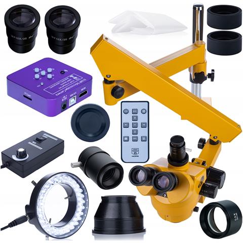 Mikroscopio Trinoculare Neptune Pro - Zoom 7-45x Con Fotocamera 51mp 4k, Lente Barlow 0.5x, Illuminatore Led 56x | Ispezione Elettronica - Foto 1