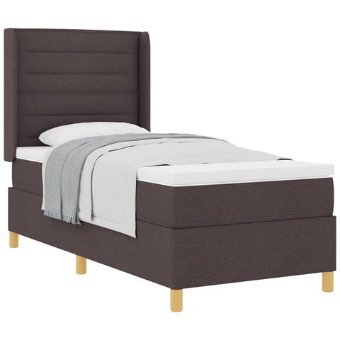 Letto a molle con materasso Marrone Scuro 100 x 200 cm Tessuto - Foto 1