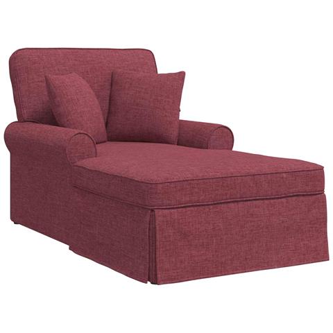 Chaise Longe con Gonna con cuscino 3 pcs Rosso Vino Tessuto - Foto 1