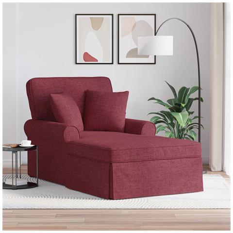 Chaise Longe con Gonna con cuscino 3 pcs Rosso Vino Tessuto - Foto 2
