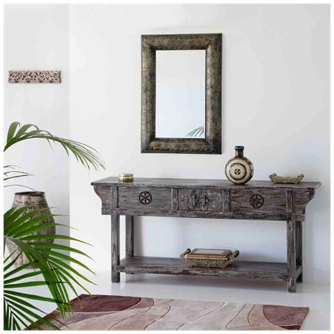 Mobile Da Ingresso In Legno Con Finitura Artigianale Grigio Scuro Inve - Foto 2