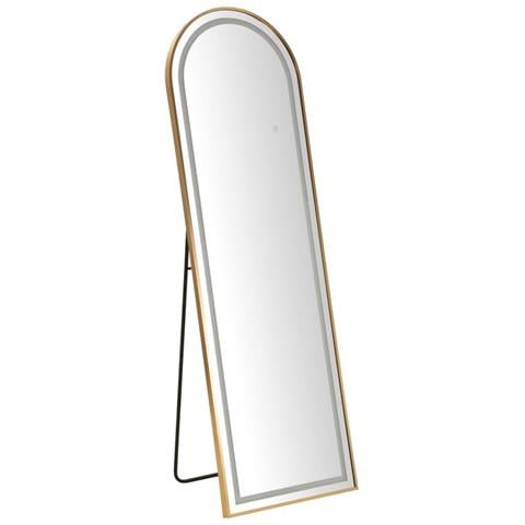 Specchio Da Terra Led Simple Ad Arco Con Cornice Oro 57x166 Cm - Foto 1