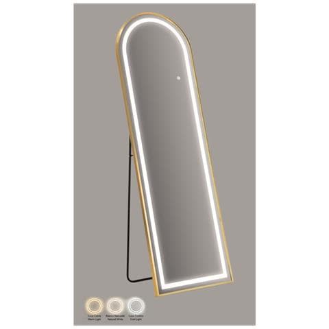 Specchio Da Terra Led Simple Ad Arco Con Cornice Oro 57x166 Cm - Foto 8
