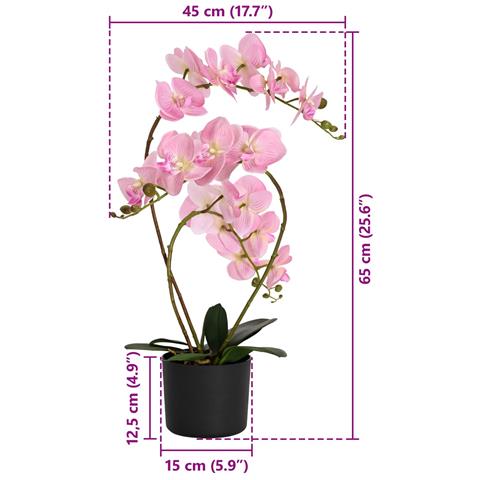 Pianta di Orchidea Artificiale con Vaso Rosa 45 x 15 x 65 cm - Foto 4