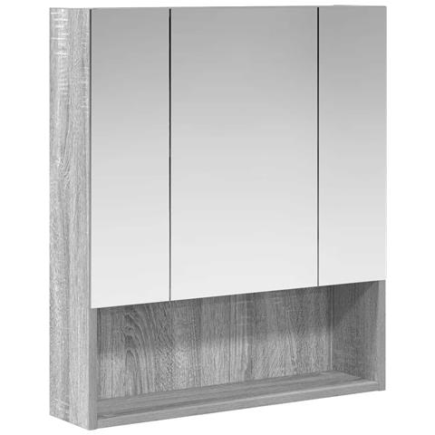 Mobiletto per specchio da bagno Grigio Sonoma 60 x 14.5 x 70 cm - Foto 1