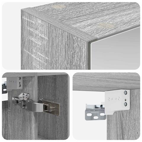 Mobiletto per specchio da bagno Grigio Sonoma 60 x 14.5 x 70 cm - Foto 9