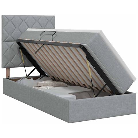 Letto con contenitore e materasso Grigio Chiaro 100 x 200 cm - Foto 1