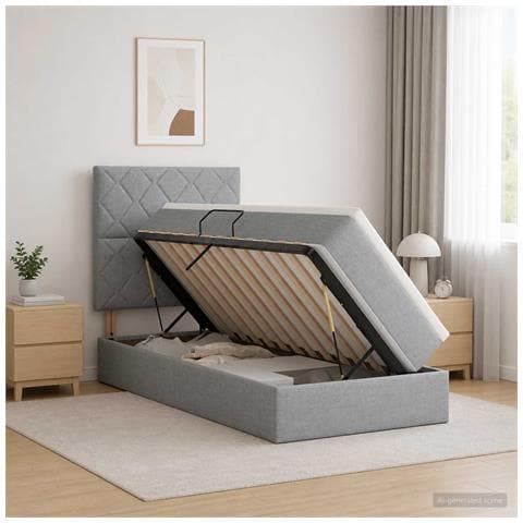 Letto con contenitore e materasso Grigio Chiaro 100 x 200 cm - Foto 2