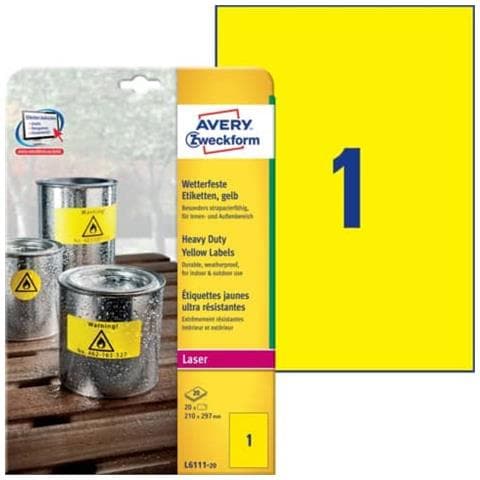 Etichette 210 X 297 Mm Pellicola In Poliestere Giallo 20 Pz. Permanente Etichetta Universale, - Foto 7