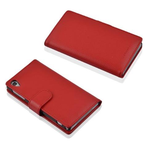 Custodia Compatibile Con Sony Xperia Z1 In Rosso Cremisi - Coperchio Protettivo In Ecopelle Testurizzata E Tasca Per Carte Di Credito - Foto 4