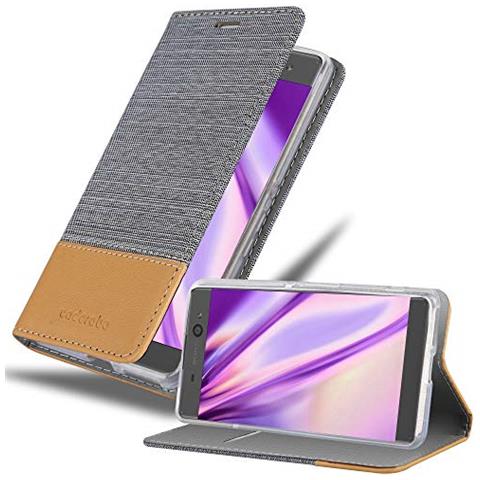 Custodia Compatibile Con Sony Xperia Xa In Grigio Chiaro Marrone - Coperchio Protettiva Con Chiusura Magnetica, Funzione Stand E Tasca Per Le Carte - Foto 1