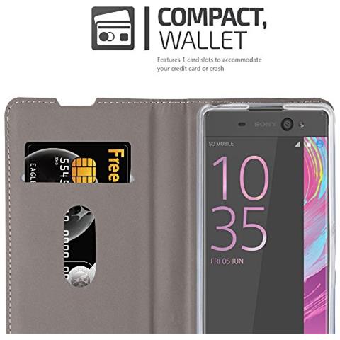 Custodia Compatibile Con Sony Xperia Xa In Grigio Chiaro Marrone - Coperchio Protettiva Con Chiusura Magnetica, Funzione Stand E Tasca Per Le Carte - Foto 2