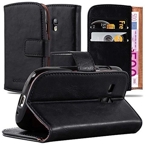 Custodia Compatibile Con Samsung Galaxy S3 Mini In Nero Grafite - Coperchio Protettiva Con Chiusura Magnetica, Funzione Stand E Tasca Per Le Carte - Foto 1