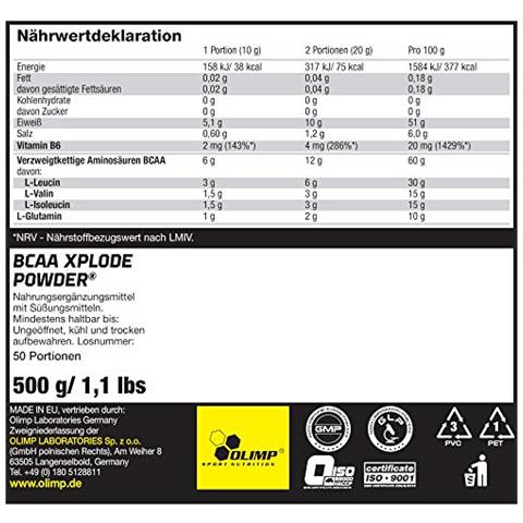 Bcaa Xplode Anticatabolico, Sapore Succo Di Frutta - 500 Gr - Foto 3