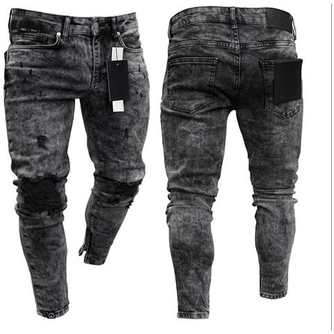 SLOWMOOSE - Jeans Da Motociclista Jeans Da Motociclista Strappati  Elasticizzati Da Uomo Jeans Da Uomo Hip Hop Slim Fit [ nero-1254 / Xl] -  ePRICE
