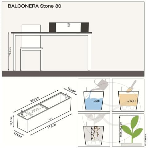 Fioriera BALCONERA Stone 80 ALL-IN-ONE Beige - Foto 2