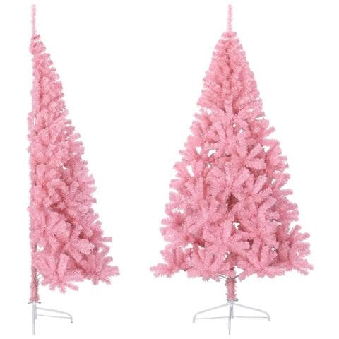 Albero di Natale Artificiale a Metà con Supporto Rosa 180cm PVC - Foto 1